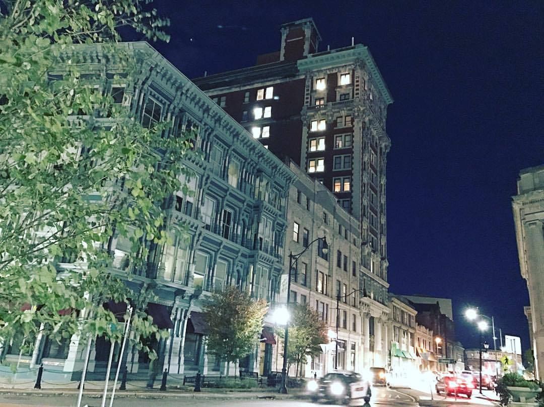 night view off campus housing in Binghamton NY